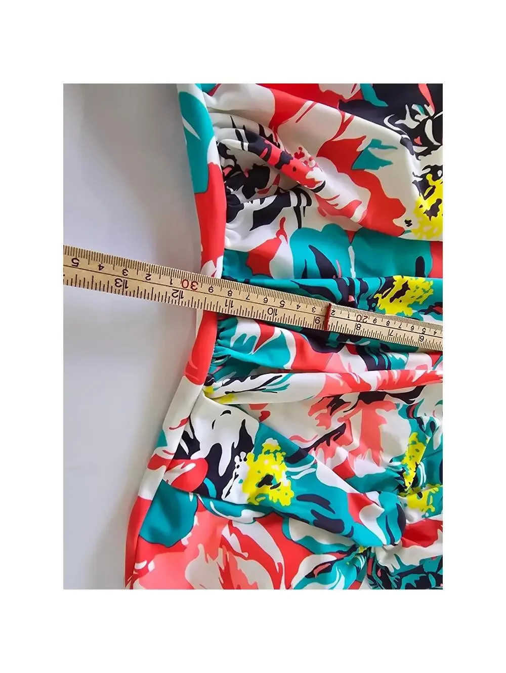 Tropical Floral Ruched One Piece Swimsuit Coral Teal V-Neck Padded Poshmark